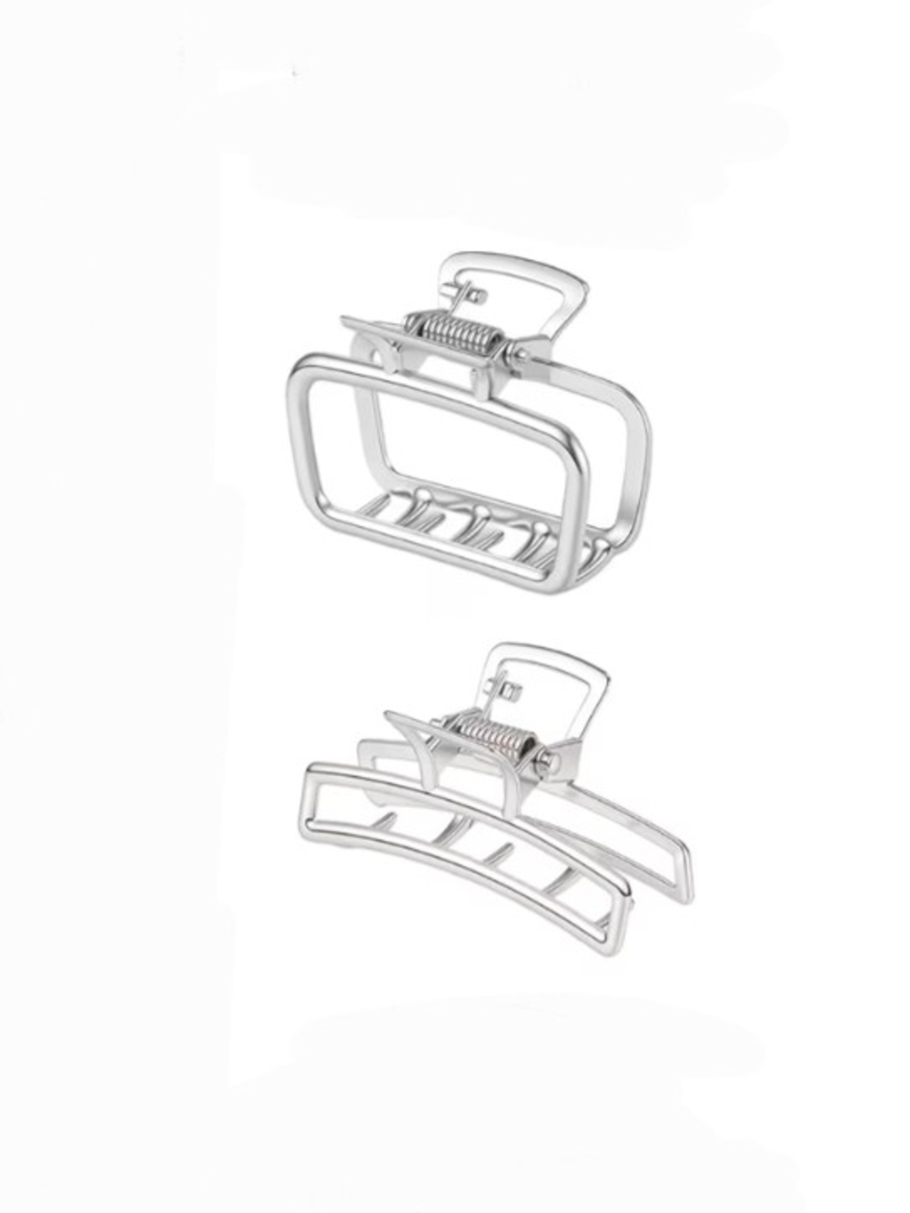 Medium Silver Metal Hair Claw Clips - Set of 2 BNIB